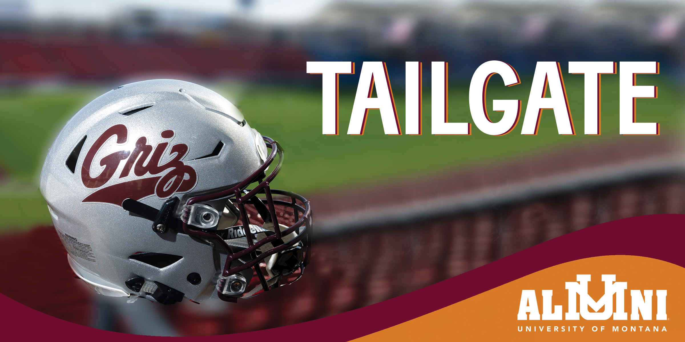 Graphic of Griz football helmet with text that reads TAILGATE