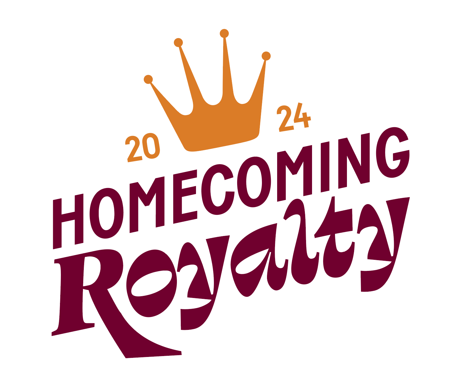 Logo displaying "Homecoming Royalty" with a crown and the year 2024